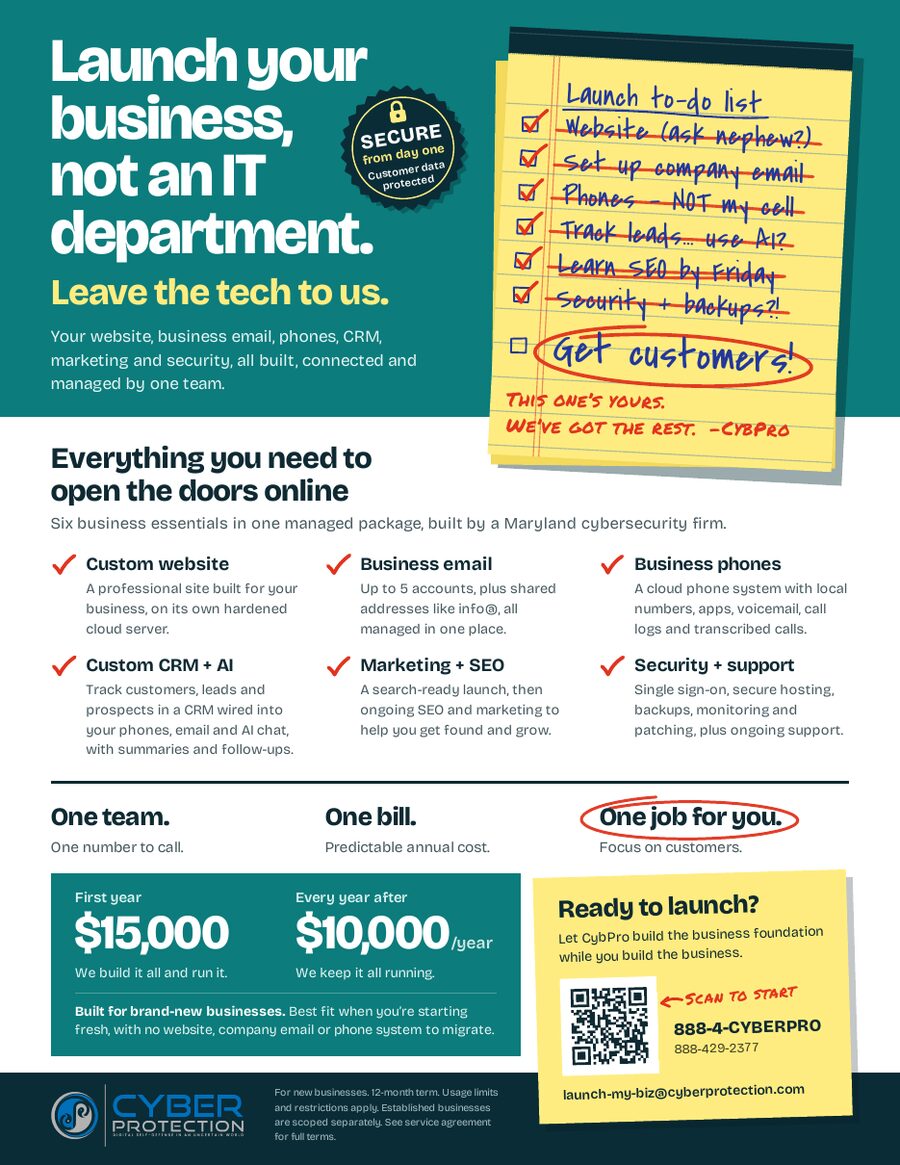 The Business in a Box one-page flyer
